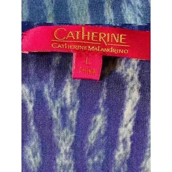 Catherine Malandrino Blue Leopard Print Tunic Top Size Large - Picture 5 of 5